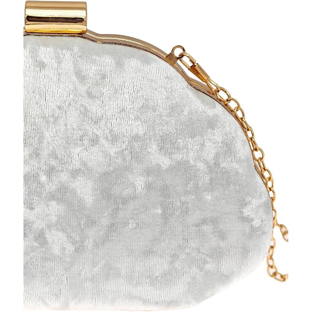 Women's Shiny Texture Clutch Purse Evening Bag Crossbody Chain Strap - Picture 6 of 6